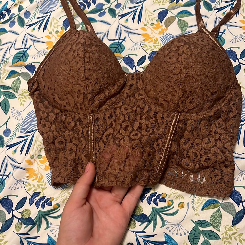 brown cupped crop top